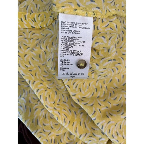 Maeve Anthropologie Size 0 Blithe Yellow Printed Button Down Blouse Top - Picture 10 of 11